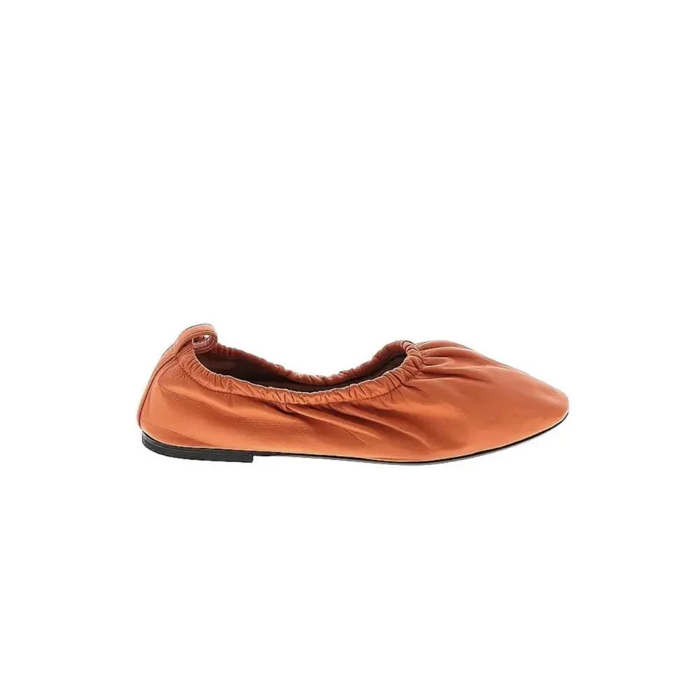 Everlane Women's Orange Leather Scrunch Ballet Flats - Picture 2 of 4